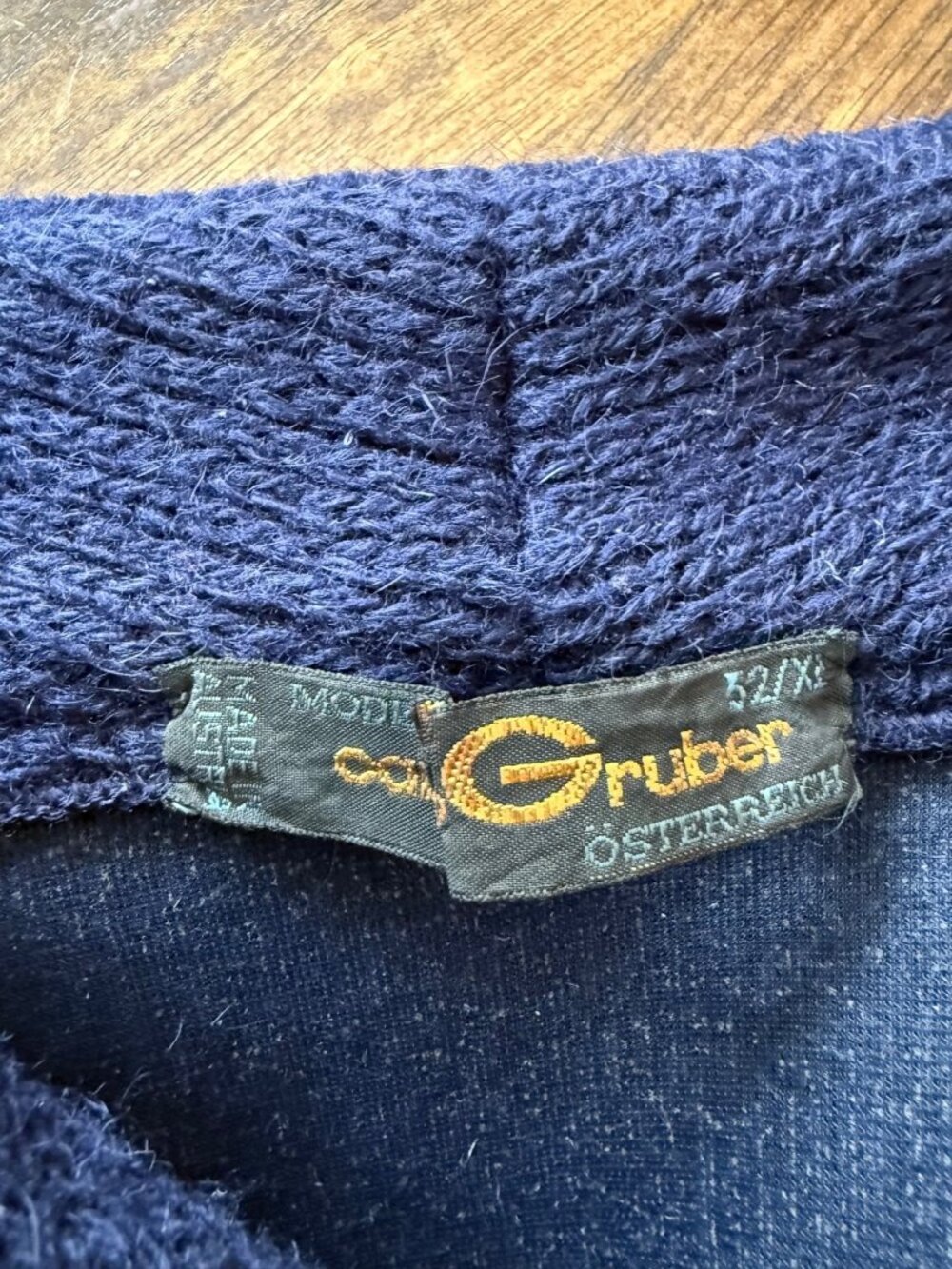 Vintage Carlo Gruber Navy Blue Button Coat Boiled Wool XL 70s Nautical Old Money - Picture 5 of 8